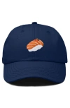 Dalix Salmon Sushi Embroidered Dad Cap In Navy Blue