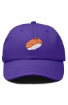 Dalix Salmon Sushi Embroidered Dad Cap In Purple