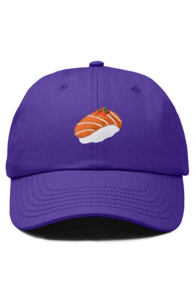 Dalix Salmon Sushi Embroidered Dad Cap In Purple