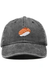 Dalix Salmon Sushi Embroidered Dad Cap In Washed Black