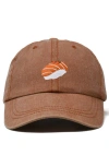 Dalix Salmon Sushi Embroidered Dad Cap In Washed Orange