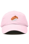 Dalix Salmon Sushi Embroidered Dad Cap In Washed Pink