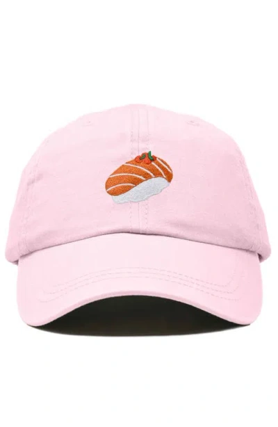 Dalix Salmon Sushi Embroidered Dad Cap In Washed Pink