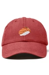Dalix Salmon Sushi Embroidered Dad Cap In Washed Red