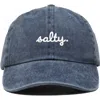 Dalix Salty Embroidered Everyday Hat In Washed Navy Blue