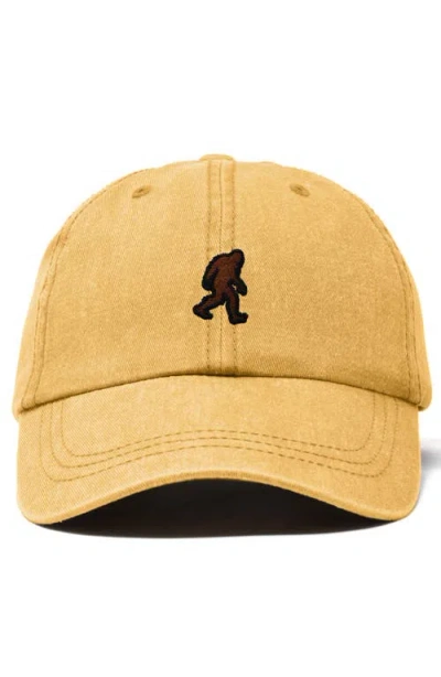 Dalix Sasquatch Embroidered Dad Hat In Washed Gold