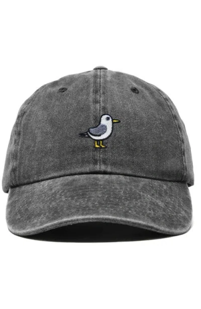Dalix Seagull Embroidered Everyday Cap In Washed Black