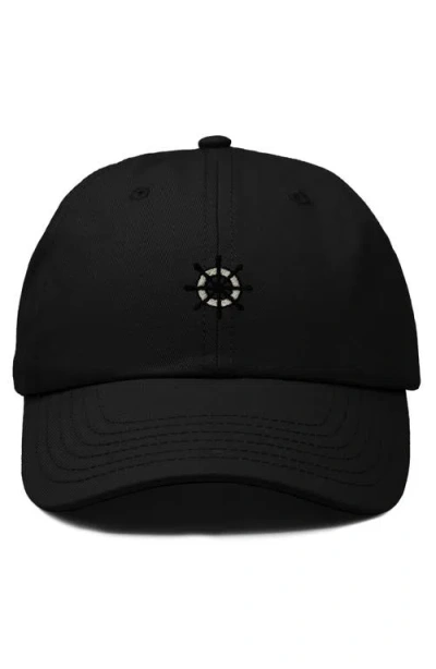 Dalix Ship Wheel Dad Hat In Black
