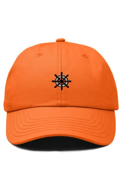 Dalix Ship Wheel Dad Hat In Orange