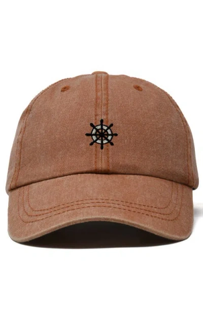 Dalix Ship Wheel Dad Hat In Orange