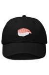 Dalix Shrimp Sushi Embroidered Dad Cap In Black