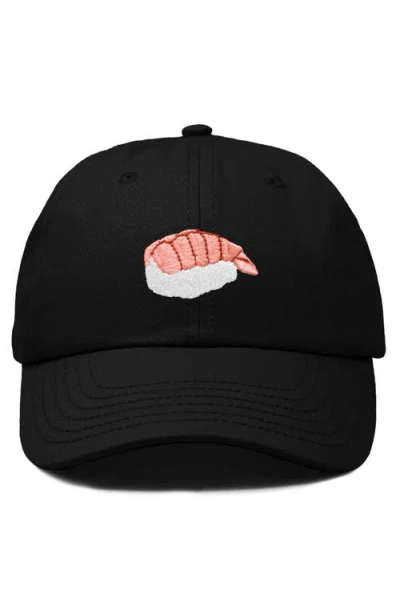 Dalix Shrimp Sushi Embroidered Dad Cap In Black