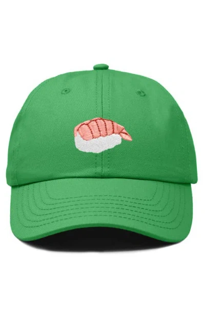 Dalix Shrimp Sushi Embroidered Dad Cap In Green
