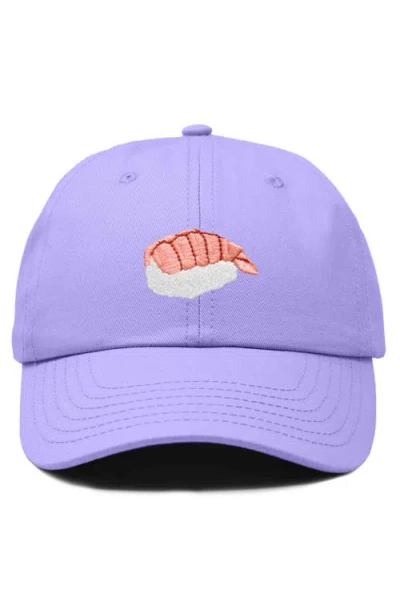 Dalix Shrimp Sushi Embroidered Dad Cap In Lavender