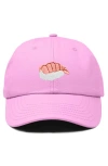 Dalix Shrimp Sushi Embroidered Dad Cap In Light Pink