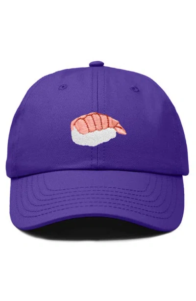 Dalix Shrimp Sushi Embroidered Dad Cap In Purple