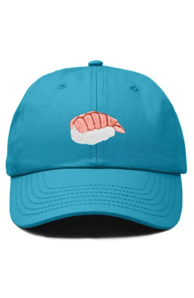 Dalix Shrimp Sushi Embroidered Dad Cap In Blue