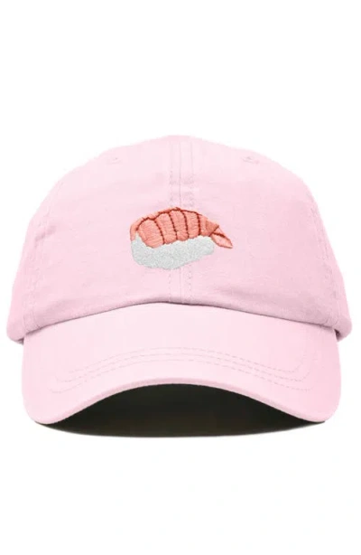 Dalix Shrimp Sushi Embroidered Dad Cap In Pink