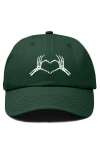 Dalix Skeleton Heart Embroidered Dad Hat In Dark Green