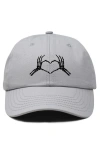 Dalix Skeleton Heart Embroidered Dad Hat In Gray