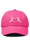Dalix Skeleton Heart Embroidered Dad Hat In Hot Pink