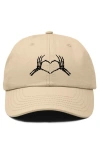 Dalix Skeleton Heart Embroidered Dad Hat In Khaki
