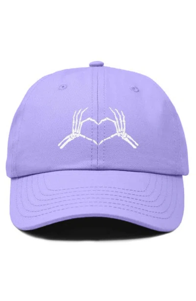 Dalix Skeleton Heart Embroidered Dad Hat In Lavender