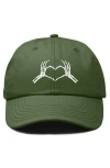 Dalix Skeleton Heart Embroidered Dad Hat In Olive