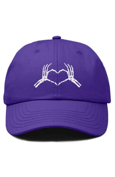 Dalix Skeleton Heart Embroidered Dad Hat In Purple