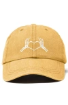 Dalix Skeleton Heart Embroidered Dad Hat In Washed Gold