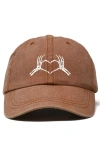 Dalix Skeleton Heart Embroidered Dad Hat In Washed Orange
