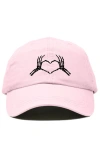Dalix Skeleton Heart Embroidered Dad Hat In Washed Pink