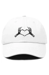 Dalix Skeleton Heart Embroidered Dad Hat In White