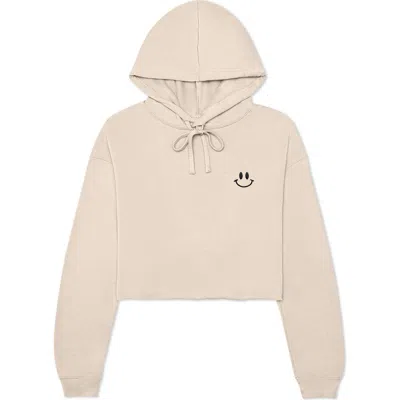 Dalix Smile Face Cropped Hoodie In Heather Dust