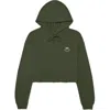 Dalix Smile Face Cropped Hoodie In Military Green