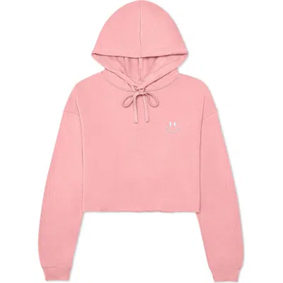 Dalix Smile Face Cropped Hoodie In Pink