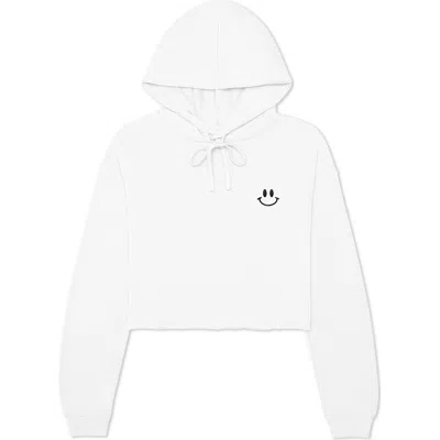Dalix Smile Face Cropped Hoodie In White