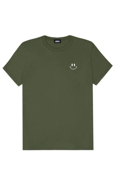 Dalix Smile Face Tee In Military Green