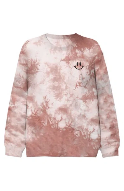 Dalix Smile Face Tie Dye Crewneck Sweatshirt In Tie Dye Copper