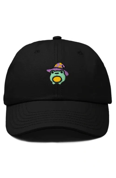 Dalix Sorcerer Frog Embroidered Dad Hat In Black