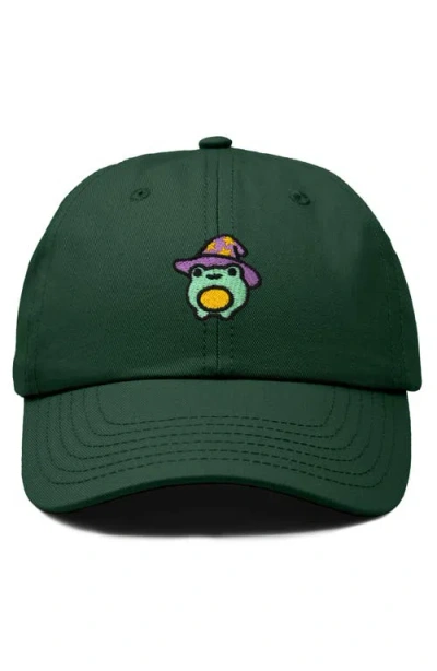 Dalix Sorcerer Frog Embroidered Dad Hat In Dark Green