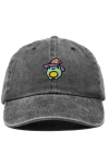 Dalix Sorcerer Frog Embroidered Dad Hat In Washed Black