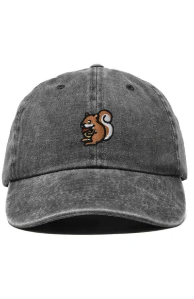 Dalix Squirrel Embroidered Outdoor Cap In Washed Black