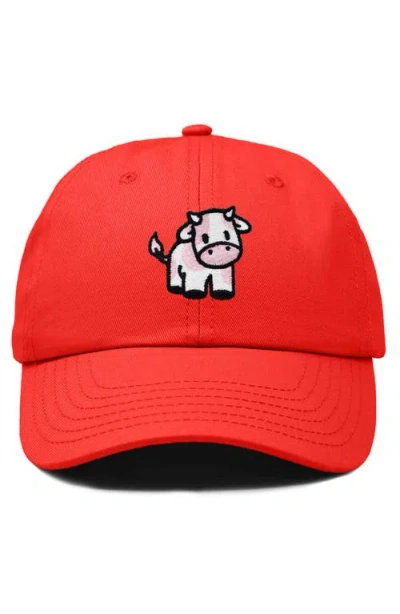 Dalix Strawberry Cow Embroidered Cap In Red