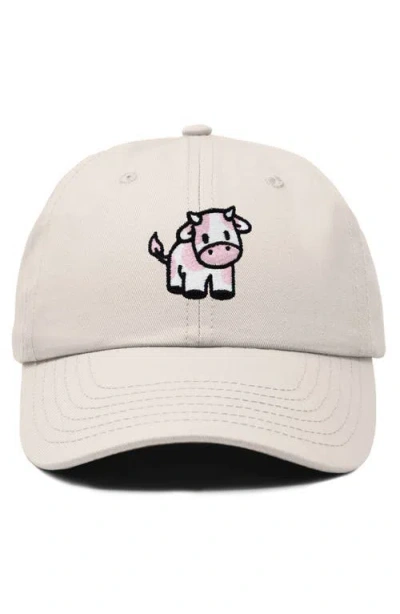 Dalix Strawberry Cow Embroidered Cap In Beige