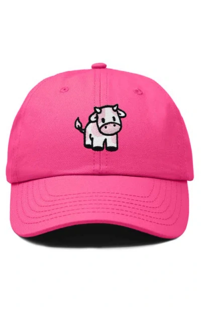 Dalix Strawberry Cow Embroidered Cap In Hot Pink