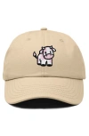 Dalix Strawberry Cow Embroidered Cap In Khaki