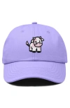Dalix Strawberry Cow Embroidered Cap In Lavender