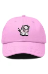 Dalix Strawberry Cow Embroidered Cap In Light Pink