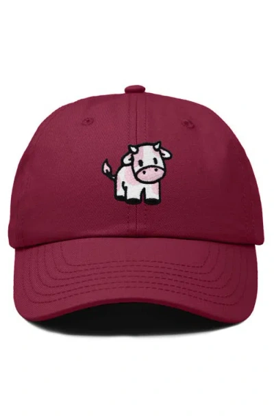 Dalix Strawberry Cow Embroidered Cap In Maroon